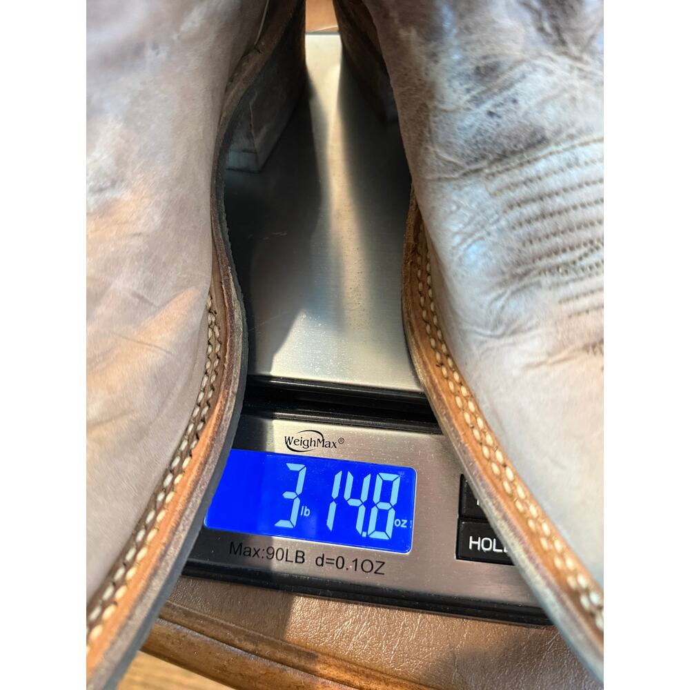 Justin Bent Rail BR377 Cowboy Boot Chocolate Puma Sophia Blue Square Toe 11.5D - Picture 8 of 8